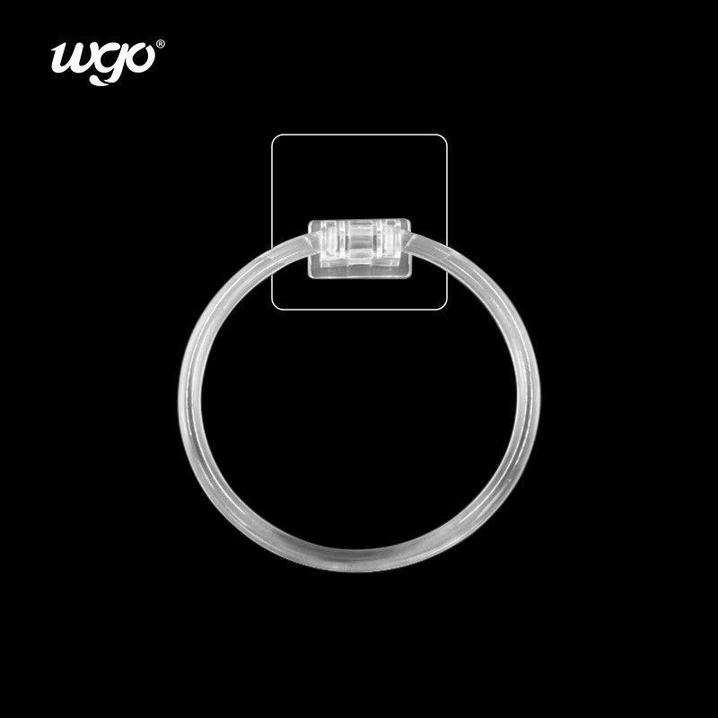 PC 재료 욕실 세척 가능한 선명한 수건 반지 홀더 접착제 ISO9001 160mm 지름